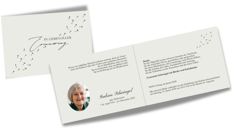 individuelle Karten-Design mit einem Foto und einer persönlichen Nachricht.